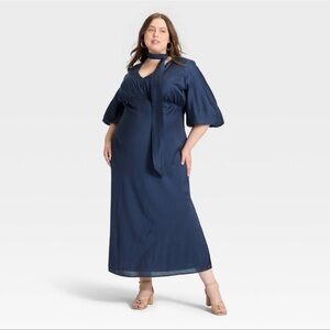 A New Day Navy Tie Neck Maxi Dress